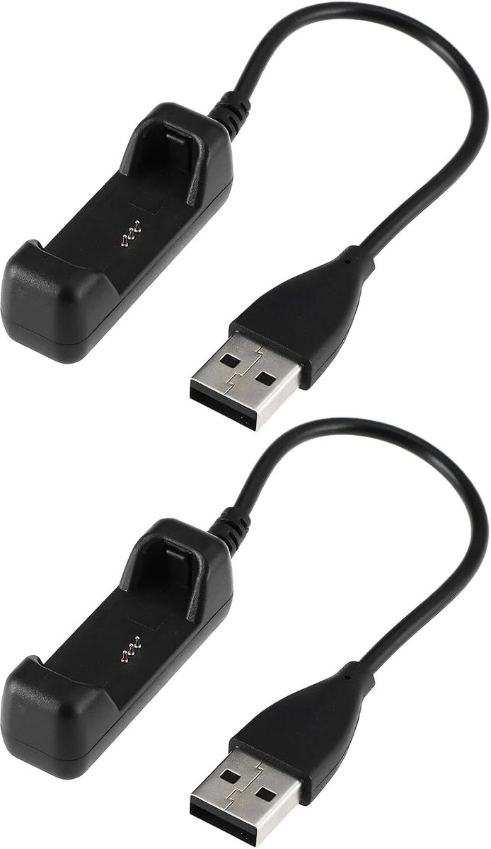 SnelShoppen - 2Pcs Oplaadkabel Vervangingskabel USB Geschikt voor Fitbit Flex 2 - Duurzaam Metaal - Veilige Bevestiging - Handig voor Thuis en Op Reis