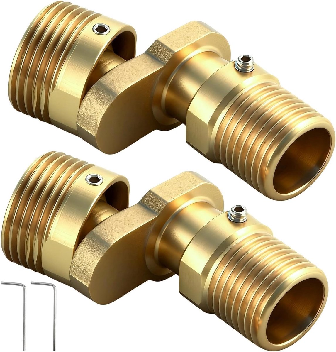 SnelShoppen - 2 Stuks Messing S Socket Eccentrisch 1/2 naar 3/4 Adapter Douchearm, 360° Rotatable S Socket voor Wandmontage, Keuken, Badkamer, Publiek
