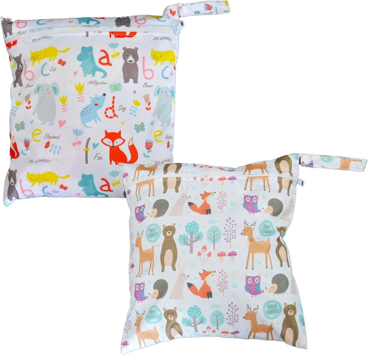 Set van 2 Wasbare Luiertassen, Waterdicht en Herbruikbaar voor Babyspullen, Ideaal voor Zwemmen en Sportactiviteiten, Teal en Lichtblauw
