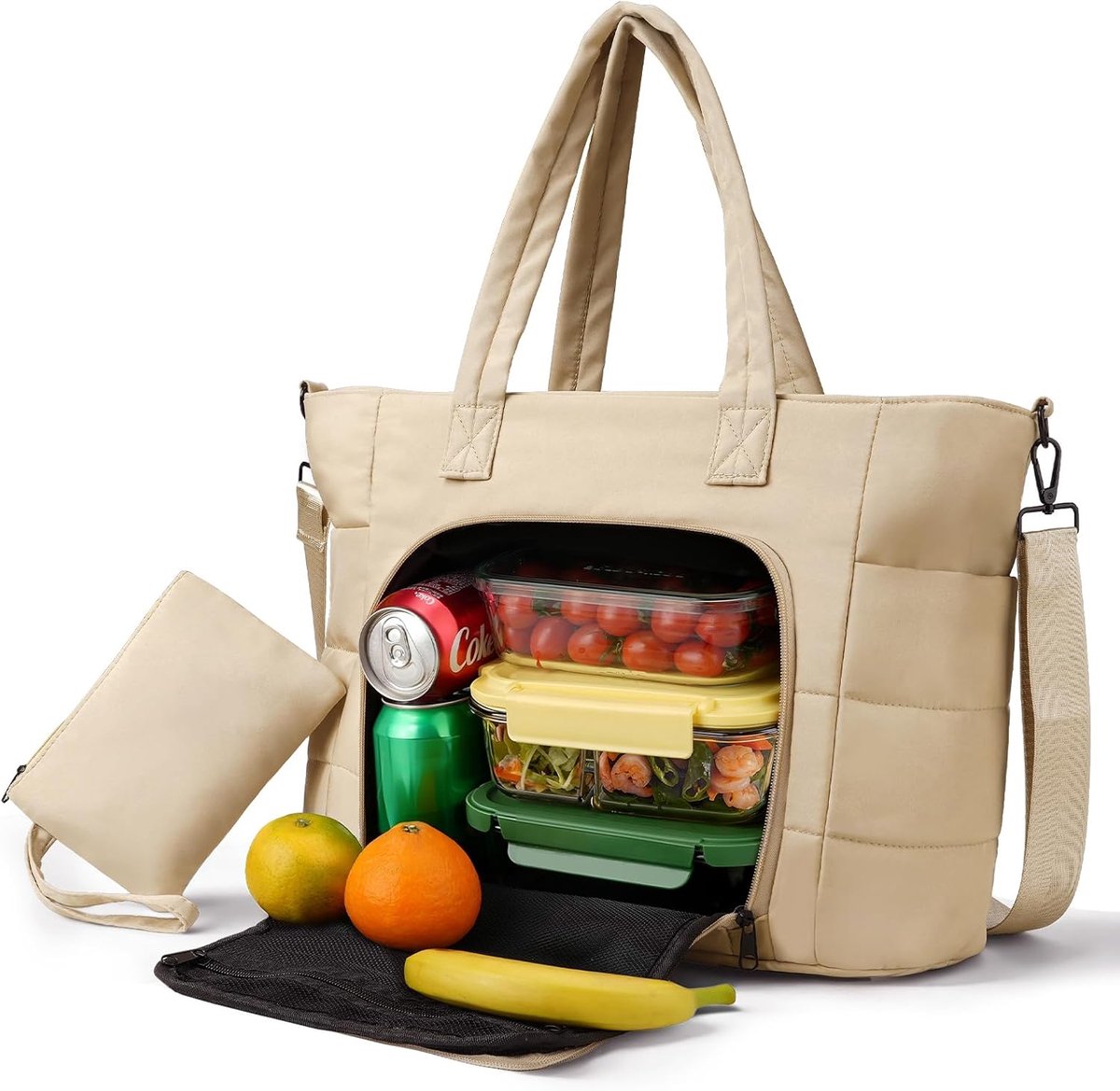 SnelShoppen - Dadanism Lunch Bag voor Vrouwen, Laptop Tas 15.6 inch, Gevoerd met Thermische Lunch Compartiment, Gepolsterde Grote Capaciteit met Porte