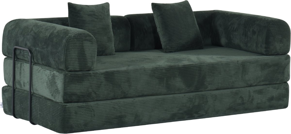 Troonz Slaapbank Comfy Groen | Vouwbank en Logeerbed | Ribstof 200 cm
