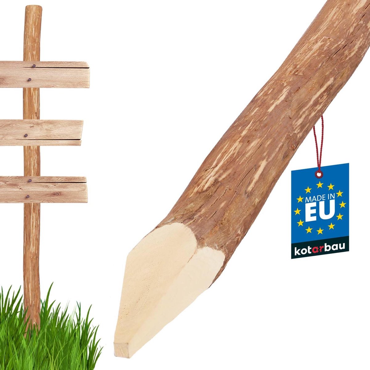 KOTARBAU® Hazelaar Hekpalen - Palissade Tuinafscheiding Ø 7 cm x 120 cm - Geslepen Houten Palen - Batuurlijk Rond Hekpaal - Hekpalen Hazelaarhout - met U-krammen