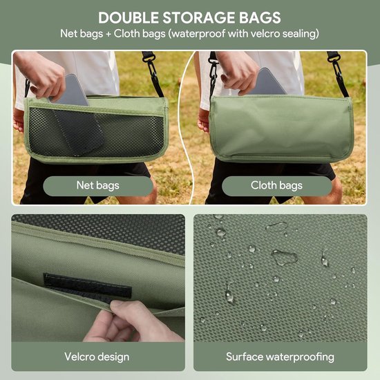 Opvouwbare Rugzakstoel, Lichtgewicht Kampeerstoel met Schouderriem, Inklapbare Stoel met Transporttas voor Vissen, Wandelen, Picknick (Groen, Groot) van Merkloos — afbeelding 4
