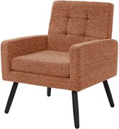 ML-Design Fauteuil 66.5x80x63.5 cm rood, moderne loungestoel serie, comfortabele relaxstoel met armleuningen en gevlochten bekleding, robuust stalen frame met een draagvermogen tot 150 kg, luxe en stijlvolle stoffen loungestoel voor uw woonkamer