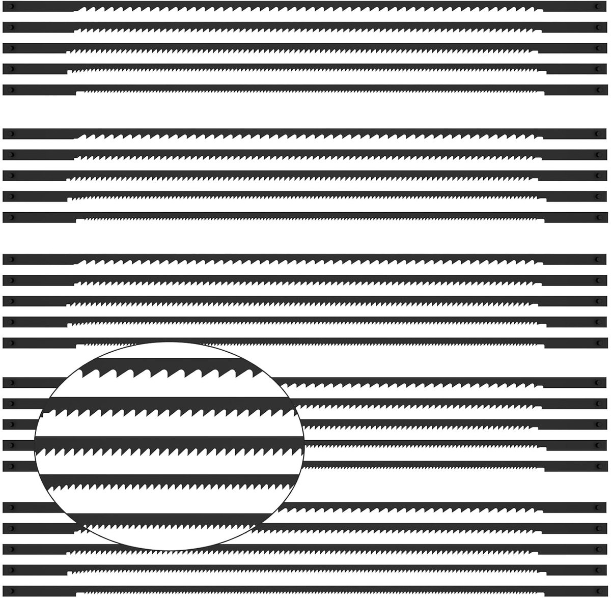 SnelShoppen - Set van 24 Figuurzagen Blades 10/14/18/24 Tanden, Figuurzagen Met Pin, 133mm, Houtzaagbladen voor Metaal, Corrosiebestendig voor Hout, K