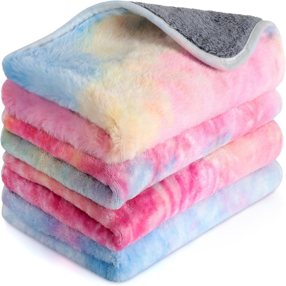 SnelShoppen - Waterdichte Cavia Dekens Wasbare Fleece Bodembedekking Kleine Dieren Absorberende Kooi Inleggers Herbruikbare Plasmatten 4 Stuks (Tie Dy