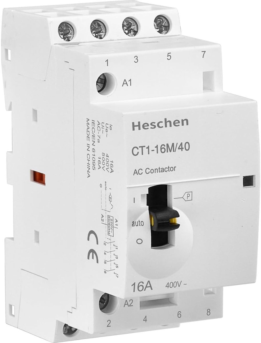SnelShoppen - Modulaire huishoudelijke AC-bescherming, 16A, 4-polig, met handmatige schakelaar, CE-gecertificeerd, voor 220V, DIN-rail montage, betrou