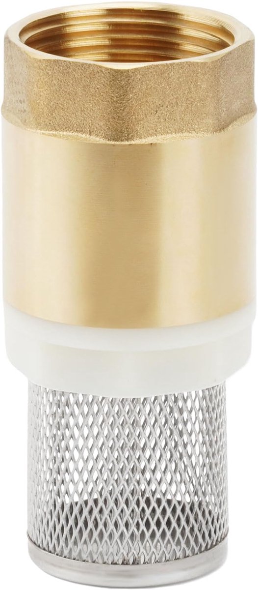 SnelShoppen - 1 inch bodemventiel met terugslagklep, messing bodemventiel, terugslagklep met RVS filter, ideaal voor tuin, vijver en waterafvoer