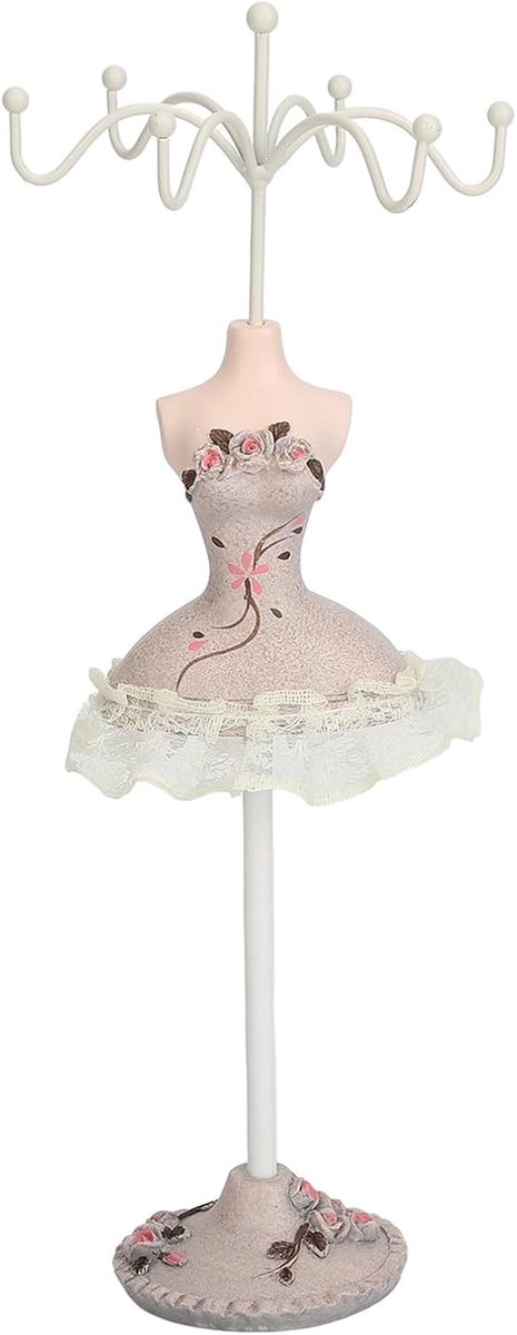 SnelShoppen - Tissting Sieradenstandaard in Prinsessenjurk Model, Oorbellen, Kettingen, Ringen, Sieraden Organizer voor Meisjes en Vrouwen, 21 cm, Per