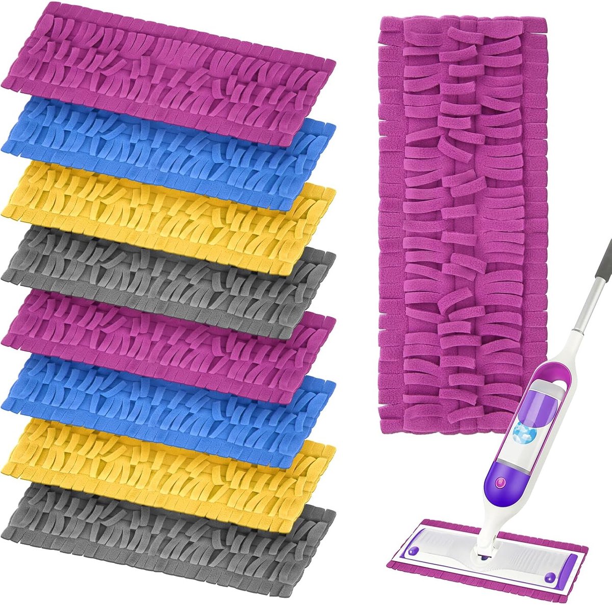SnelShoppen - 8 Pack Mop Vervangpads Geschikt voor Multi-Surface en Houten Mop, Wasbare en Herbruikbare Microvezel Schoonmaakpads voor Alle Vloeren (2