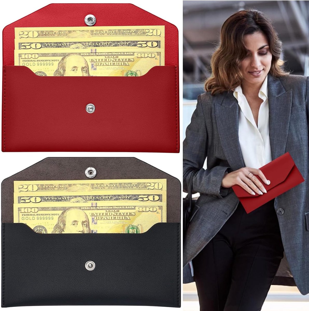 Budget enveloppen set - 2 stuks PU leer - waterdicht en scheurbestendig - ideaal voor studenten en kantoormedewerkers - ShopVlot