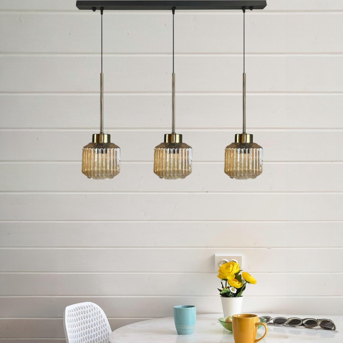 Bamyum Jerno hanglamp Ø11 cm, hanglamp vintage, industrieel van metaal en glas E27, woonkamerlamp hangend, eettafel, keukenlamp