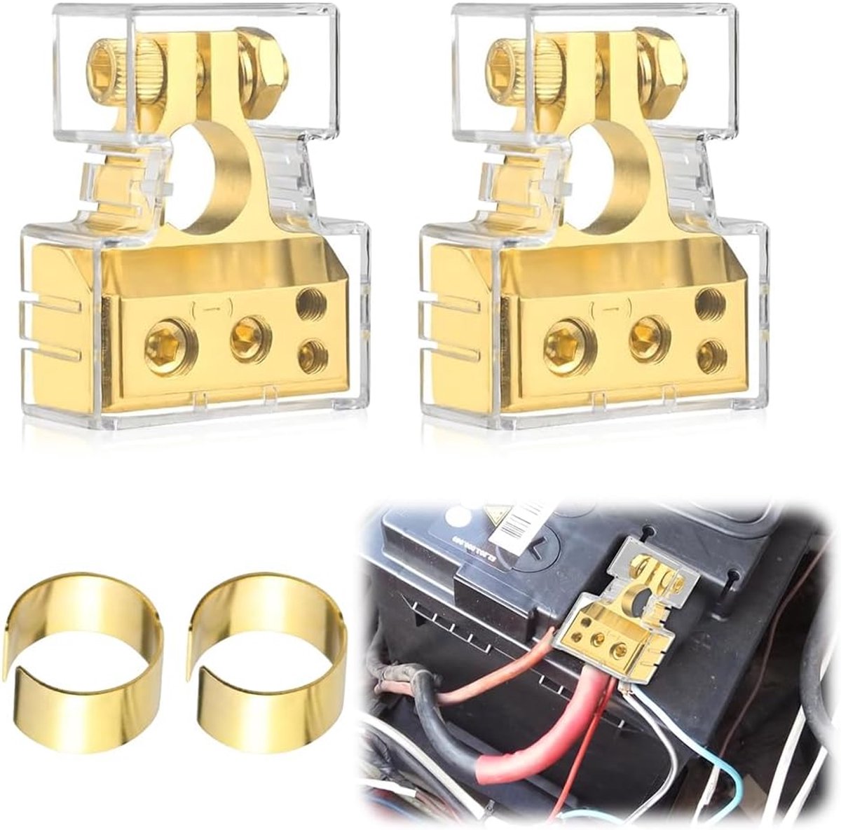 Batterijklemmen set van 2 - 0/4/8/10 AWG - corrosiebestendig - hoge elektrische geleidbaarheid - SnelShoppen