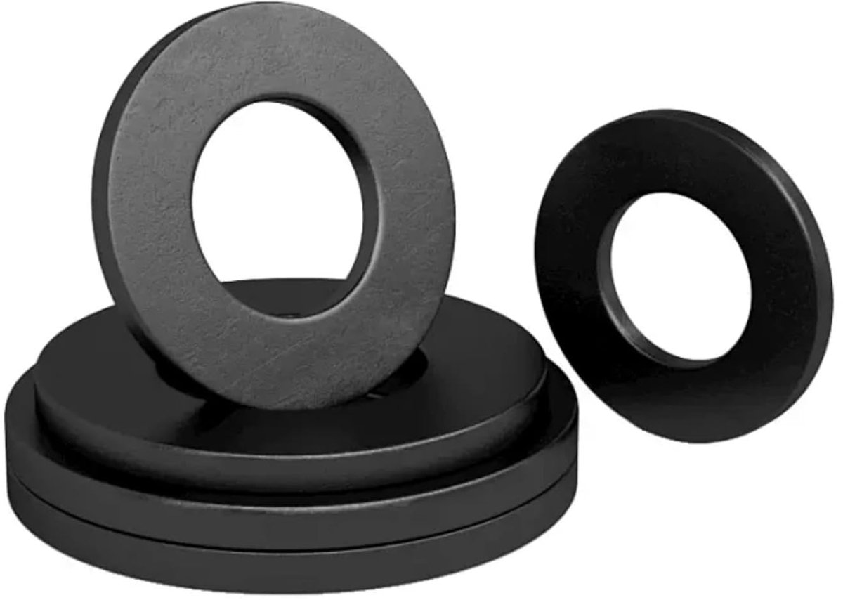 SnelShoppen - 50 Stuks M4 Ringen - Zwarte Platte Metalen Ringen voor Schroeven en Moeren - Roestvrijstaal A2 V2A - Voor Drukverdeling bij Montage, Mod