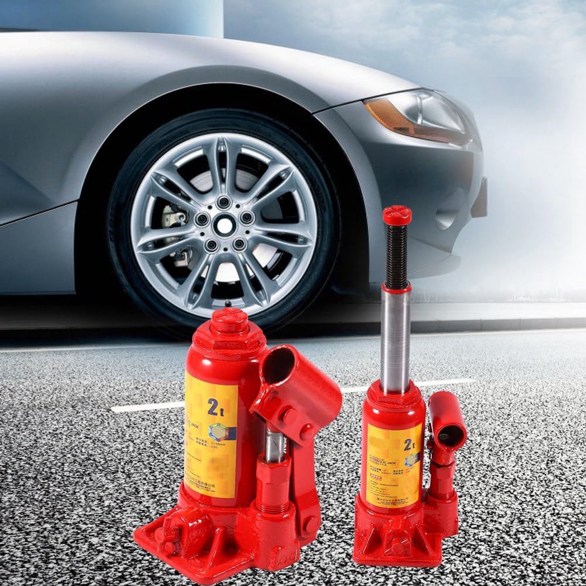 SnelShoppen - Hydraulische Auto Lift Jack 2T Capaciteit, Dikke Stalen Plaat, Levenslang Lekvrij, Veilig en Stabiel voor Onderhoud en Reparatie