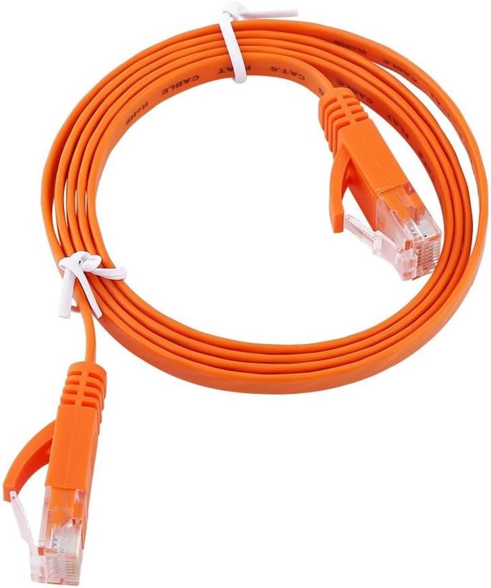 SnelShoppen - Ethernetkabel Cat-6 Plat RJ45 1m - Internet LAN Netwerk Kabel - Hoogwaardige Gigabit Ethernet Patch Cord - Oranje