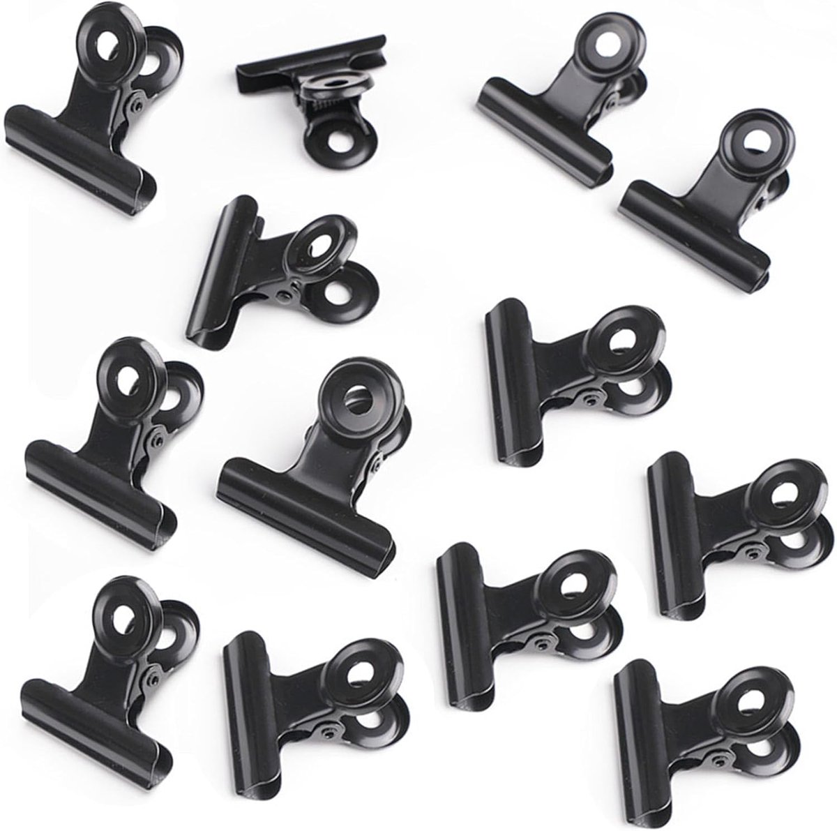 SnelShoppen - Metal Folder 22 mm Paperclips - 50 Stuks Zwarte Metalen Bulldog Clips voor Documenten, Foto's en Sorteren