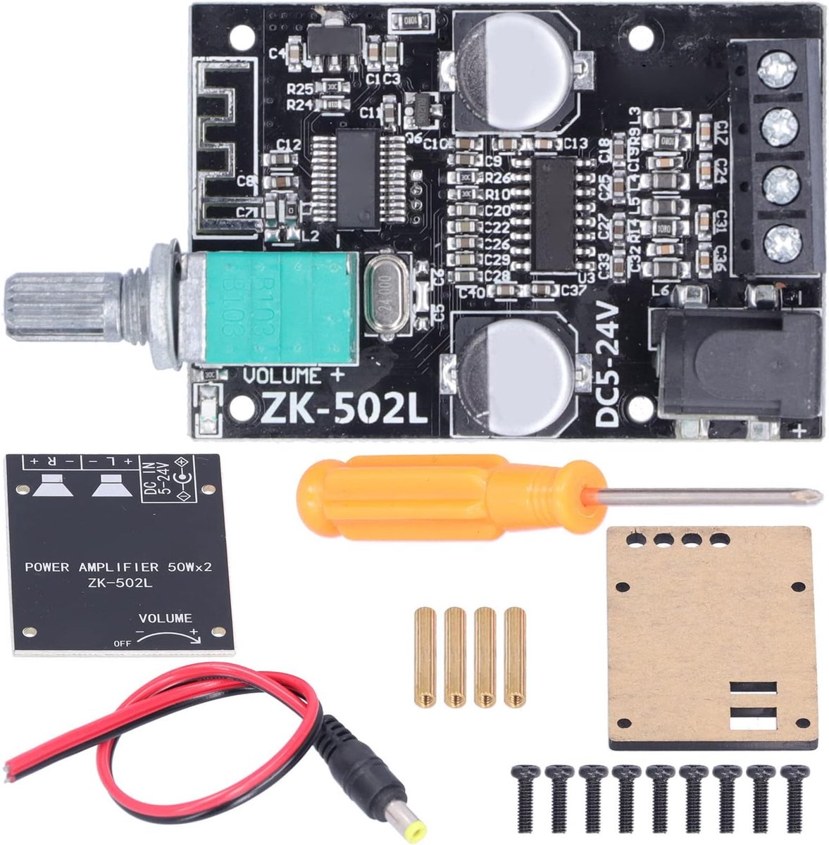 SnelShoppen - Digitale stereo versterker module 11x7x5 cm voor luidsprekers, Bluetooth 5.0, krachtig geluid, voor auto en thuisgebruik
