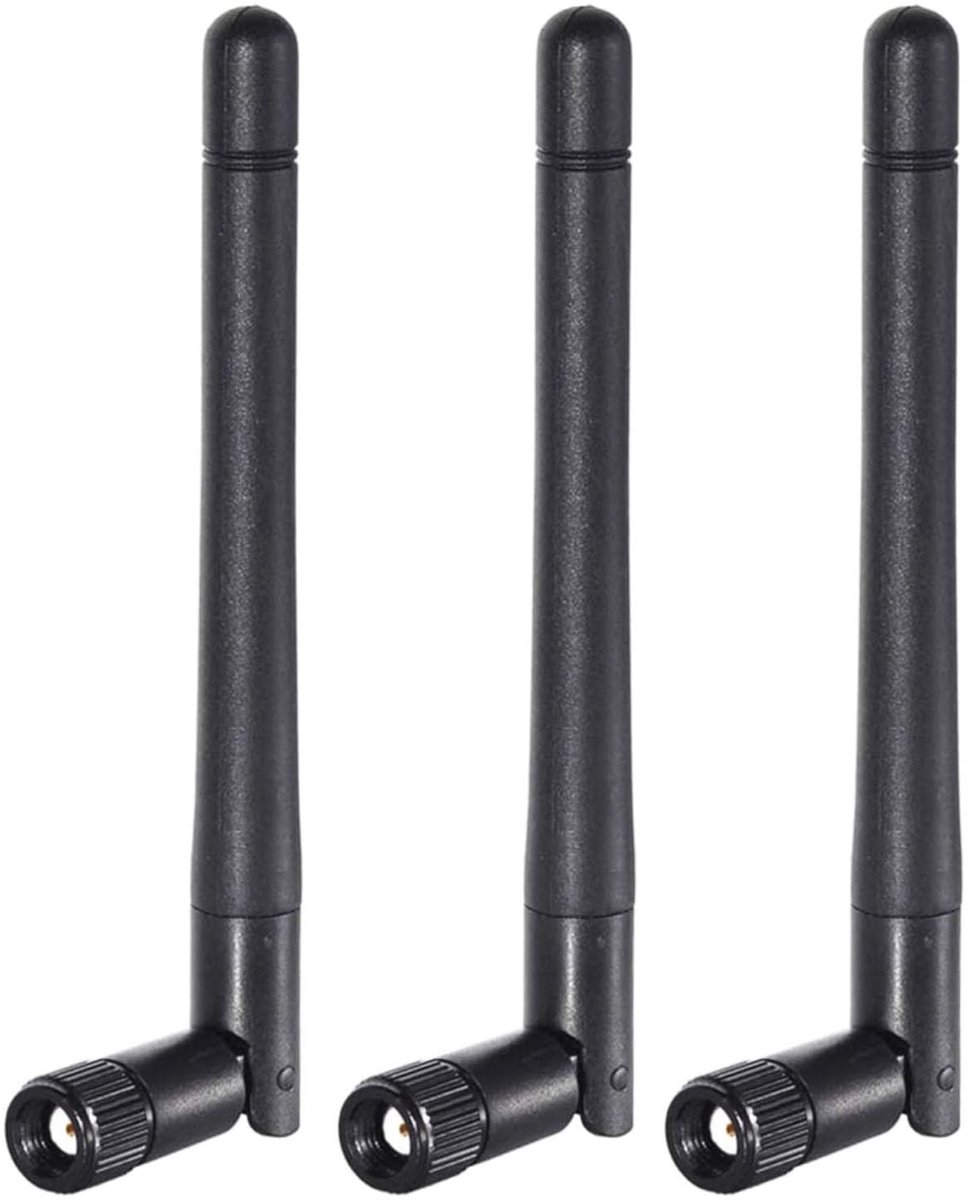 SnelShoppen - 3 Stuks RP-SMA WiFi Antenne, Dual Band 2.4GHz 5.8GHz, Versterking 3dBi, Ideaal voor WLAN, Voor Betrouwbare Internetverbinding Thuis en O