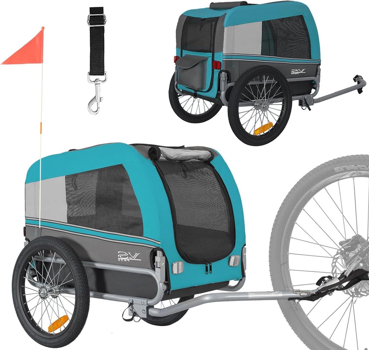 Hondenfietskar - Hondenkar Aanhanger - Actieve Uitjes - Stevige Bodem - 30 kg - Blauw