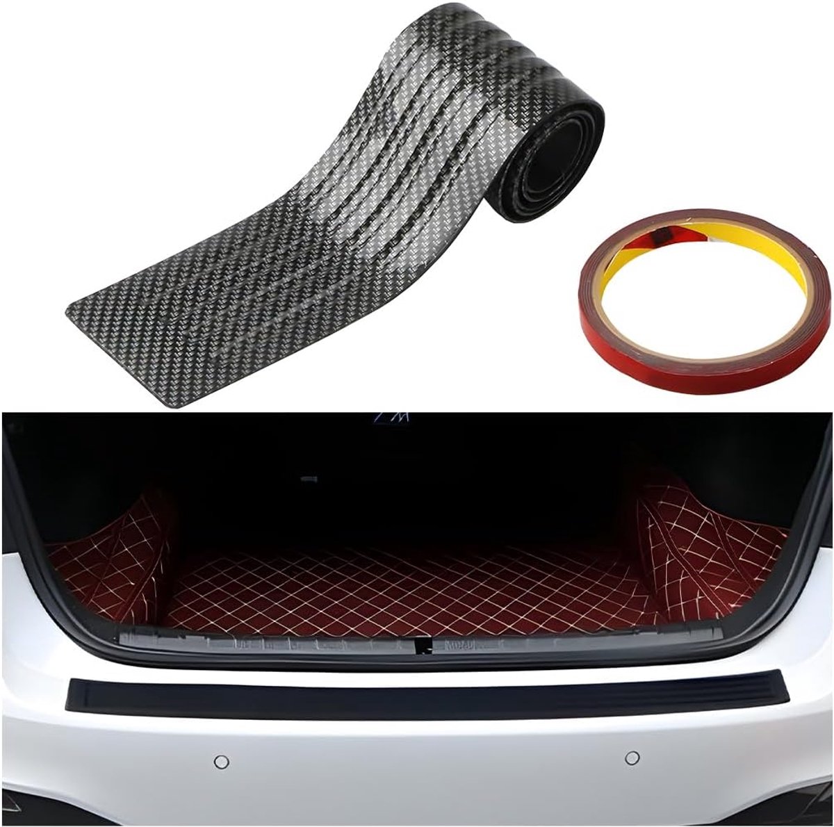 SnelShoppen - Auto Deurdrempel Bescherm Sticker - Krassenbestendige Deurcover Protector - Drempel Strips van Duurzaam PVC Rubber - Carbon Fiber Look -