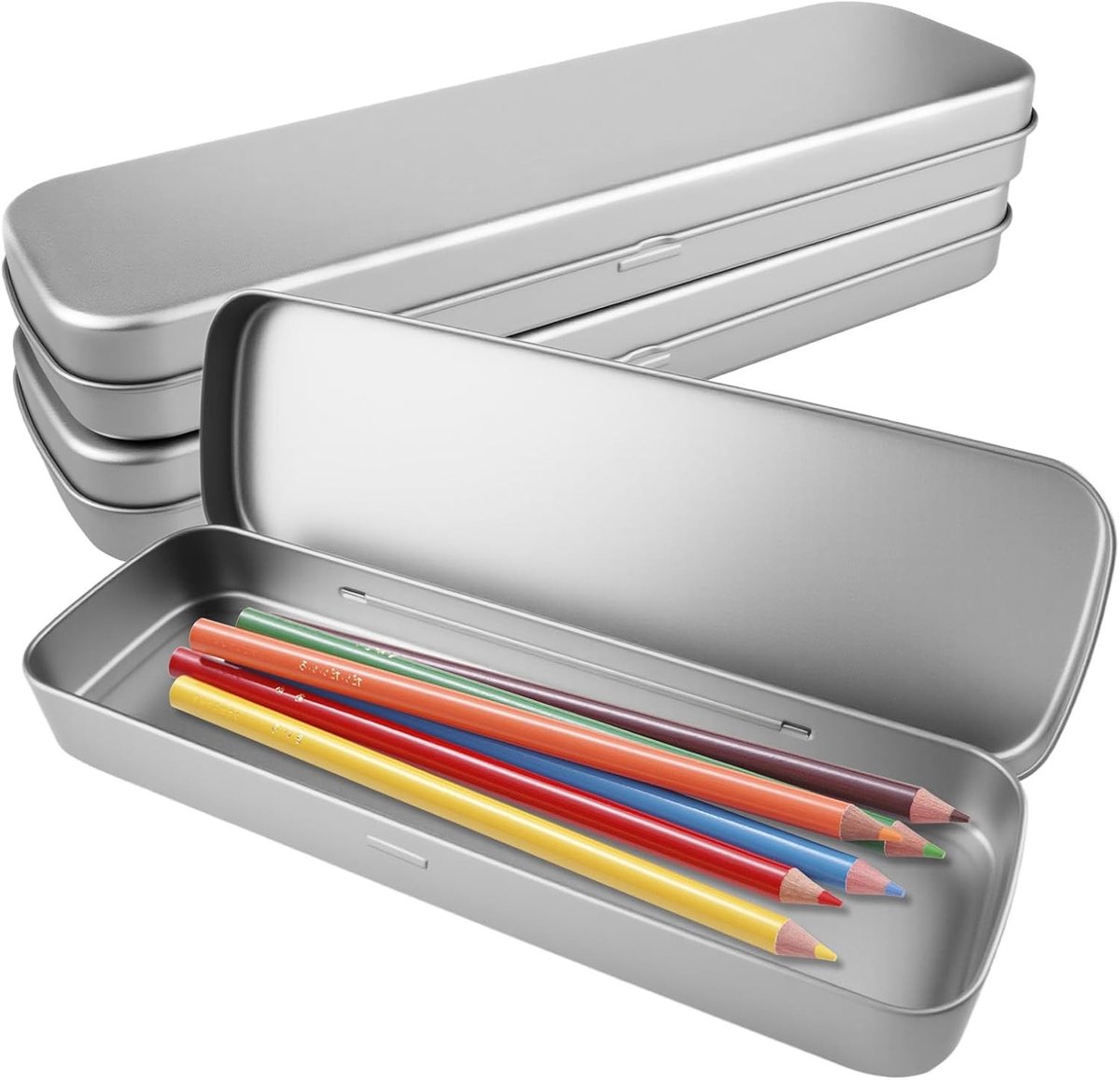Rechthoekige Metalen Opbergdoos 20 × 6.3 × 2.2 cm | Lege Metalen Blik voor Schoolbenodigdheden, Pennen en Kleine Voorwerpen Opslag