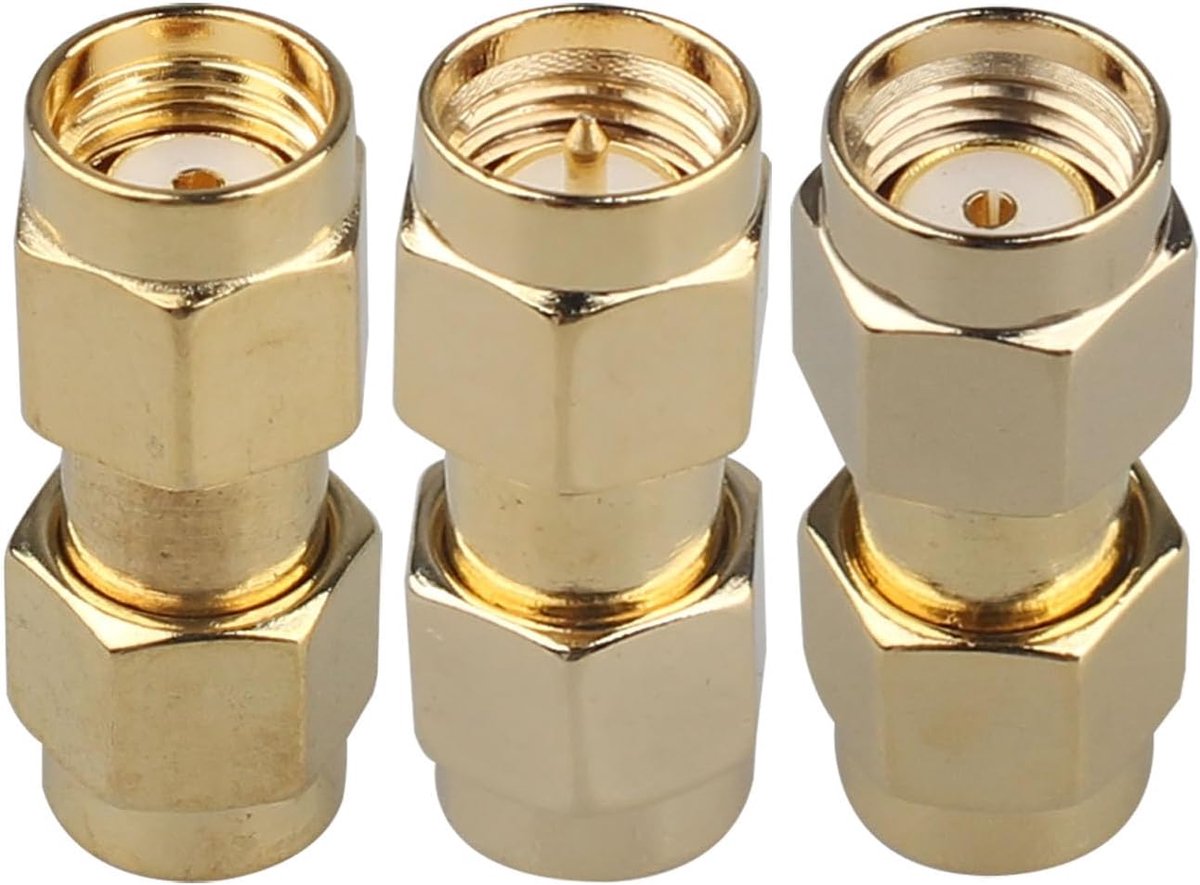 SnelShoppen - 3 Stuks RF Coaxiale Coaxiale Jack Connector Adapter voor FPV Antenne Radio Verlengkabel Router RP-SMA Man naar Man Koppeling Converter
