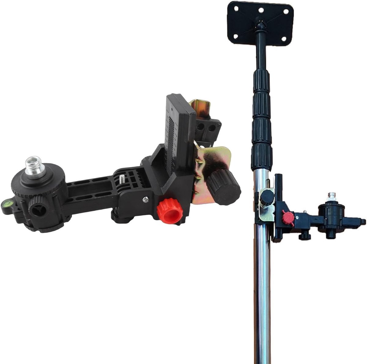 SnelShoppen - Fine Tuning Bracket Niveau Tool Adapter met 360 Graden Draaibare Telescopische Stok Houder Hoofd, Verstelbare Opening Clip voor Telescop
