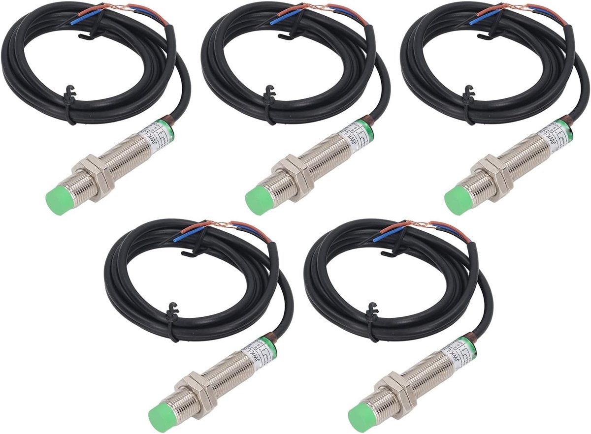 SnelShoppen - 5Pcs Inductieve Naderingssensor NPN NC, M12 Normaal Gesloten Sensor, Waterdicht ABS en Aluminium, 5 Stuks Voor Automatisering en Beveili