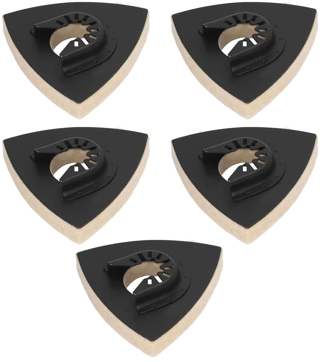 SnelShoppen - Polijstpad Gereedschap Set van 5 Stuks - 80mm Driehoekige Vilt Polijstschijven - Geschikt voor Staal, Chroom, Goud, Zilver, Messing, Gra