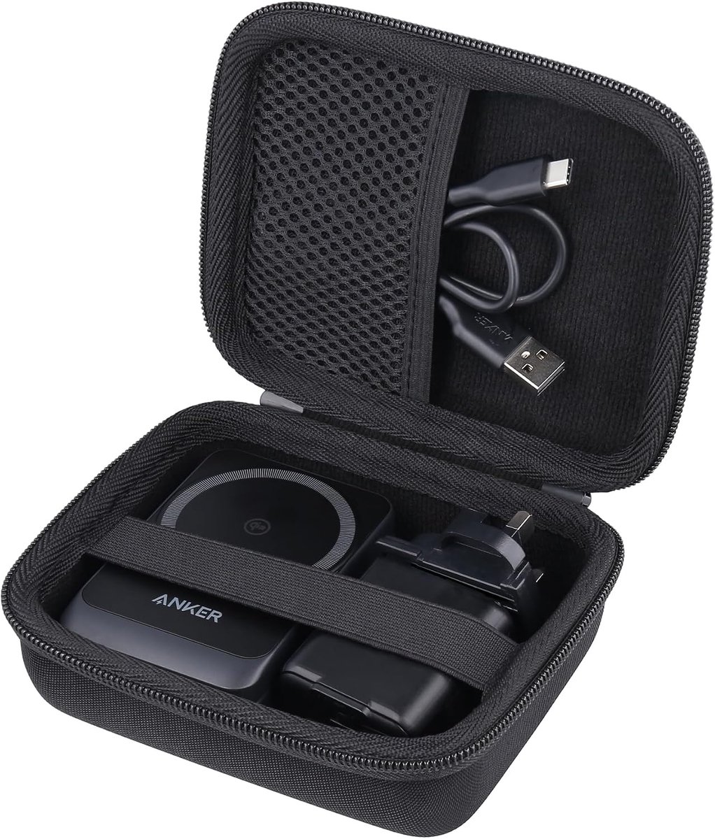 SnelShoppen - Hard Reiskoffer voor Draadloze Oplaadstation, Beschermende Case voor 3-in-1 Oplader, Zwart, Voor Magsafe en USB C, Ideaal voor Thuis en