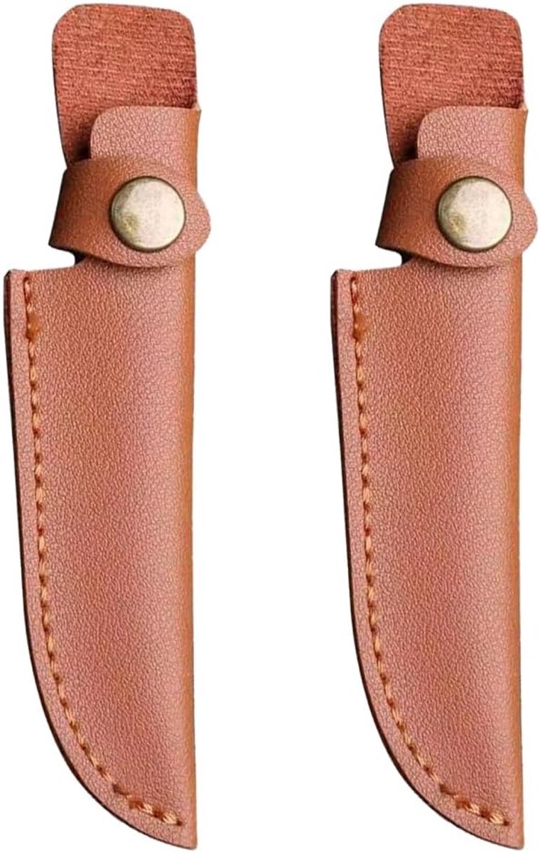 SnelShoppen - 2 Stuks Lederen Mes Hoes, 7 Inch Mes Pouch met Riemlus voor Buiten Koken en Vissen, Anti-Snijdend PU Leer, Duurzaam en Veilig voor Keuke