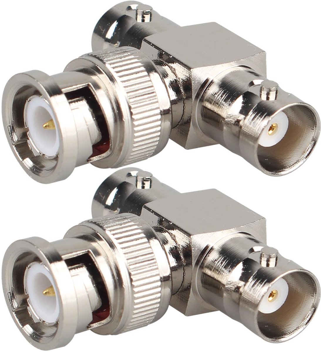 2pcs BNC Plug to Dual Female 3 Way Coaxial Splitter Adapter T-Shaped RF Coaxial Plug for Coaxial Cable Security - ShopVlot