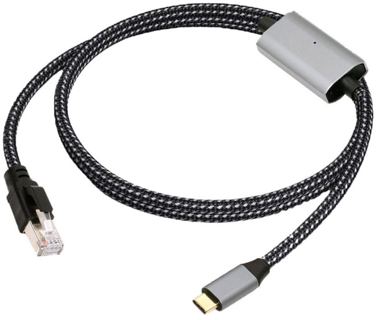 SnelShoppen - USB naar Ethernet Kabel USB C naar RJ45 1000Mbit/s Gigabit LAN Netwerkkabel Gevlochten Nylon 1.2m met AX88179 Chipset