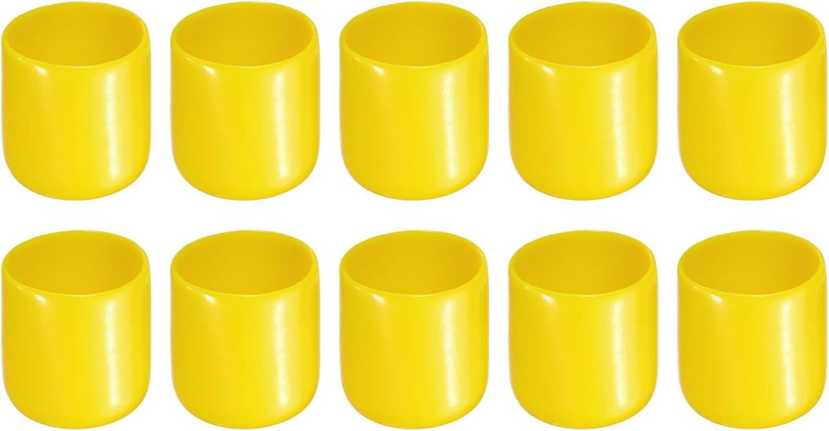 SnelShoppen - 10-Pack Draad Beschermkap Rubber Einddoppen, 25mm Binnen Diameter, Geel - Voor Schroeven, Bouten, Stangen, Waterdicht, Buitengebruik
