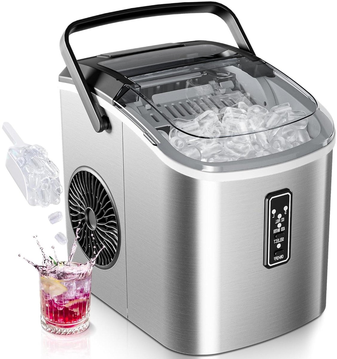 IJsblokjesmachine - IJsmaker Tafelmodel - Snelle IJsbereiding - Zelfreinigend Systeem - 12 kg per dag - Zilver