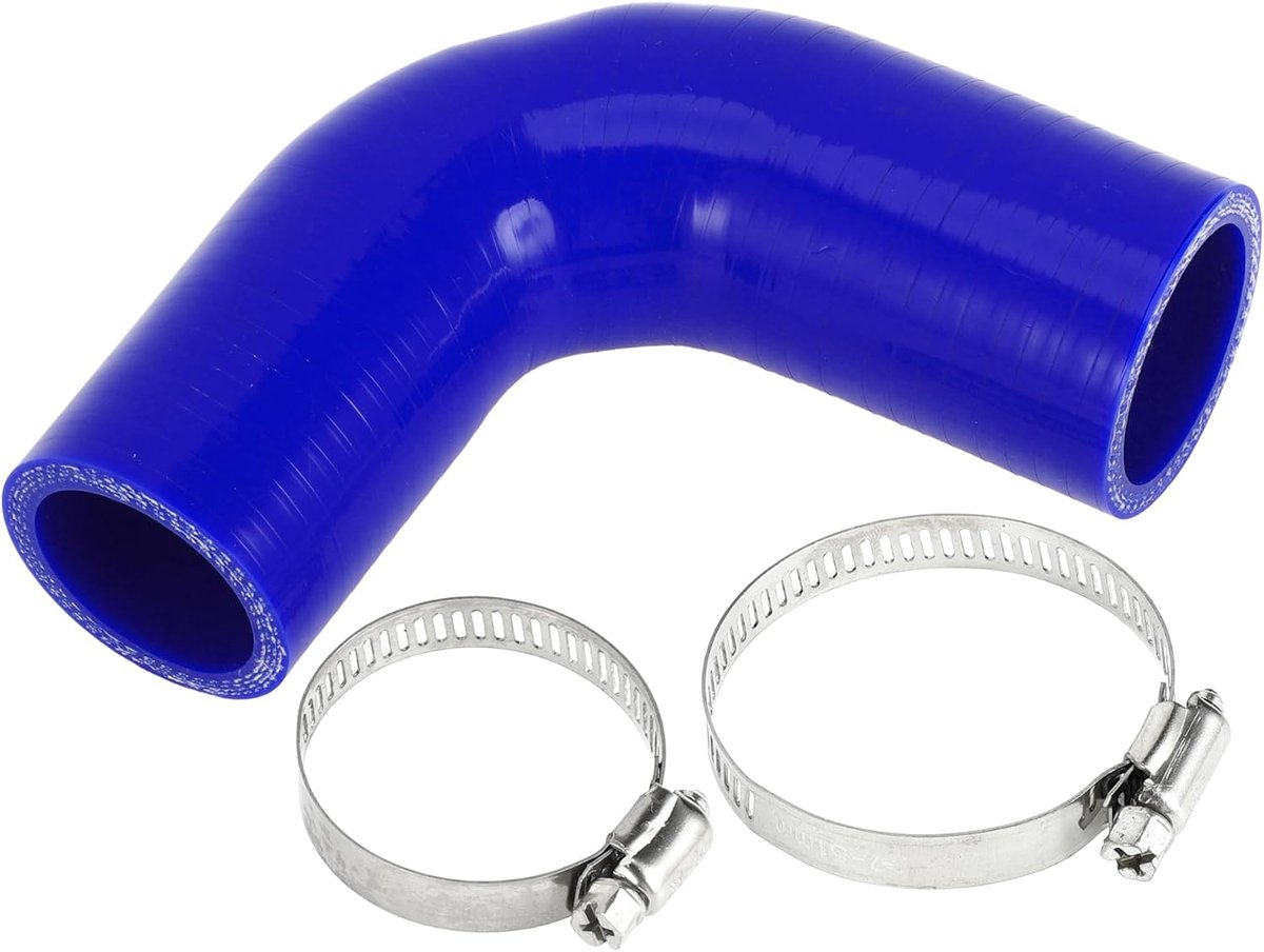 SnelShoppen - Silicone Slang 90 Graden 32mm/1.26"-35mm/1.38" ID Koelvloeistof Slang met Klemmen Blauw - Universeel voor Auto's