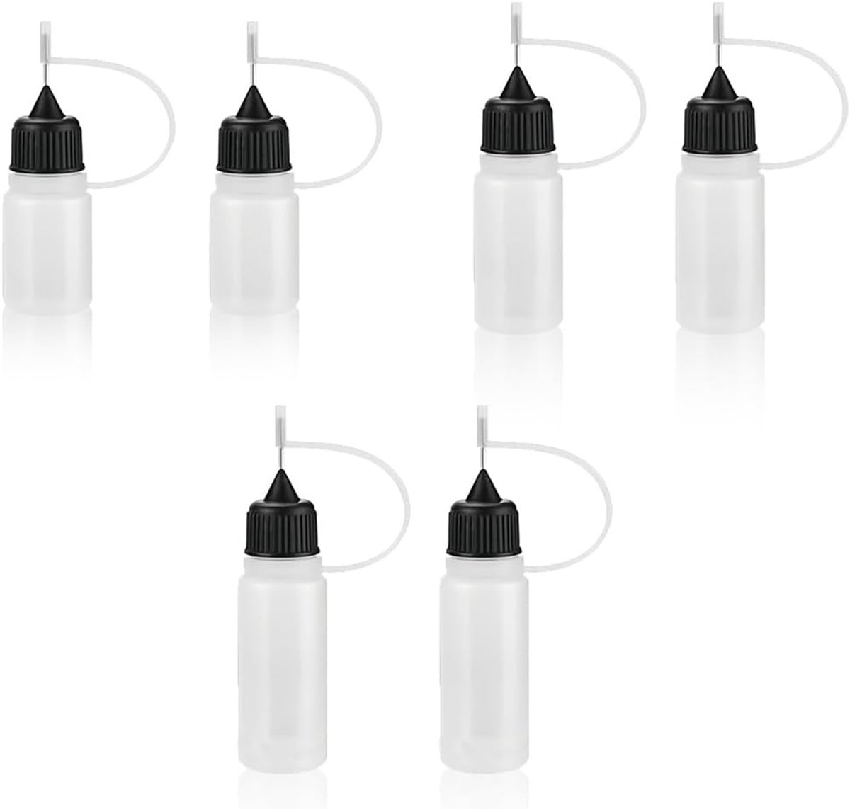 SnelShoppen - 6 Stuks Naald Flessen, Lijmfles, Applicator Flessen, Plastic Druppelflessen, Doseerfles, Knijpfles, Kleine Lijmfles, Leeg, Kleine Plasti