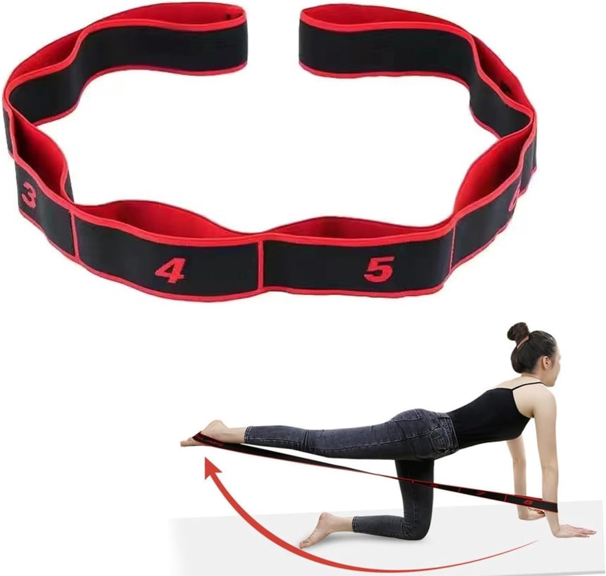 SnelShoppen - 1 stuk yoga stretch band, elastische weerstand bands, elastische yoga stretch band, yoga oefen weerstand band, voor yoga, pilates, dans