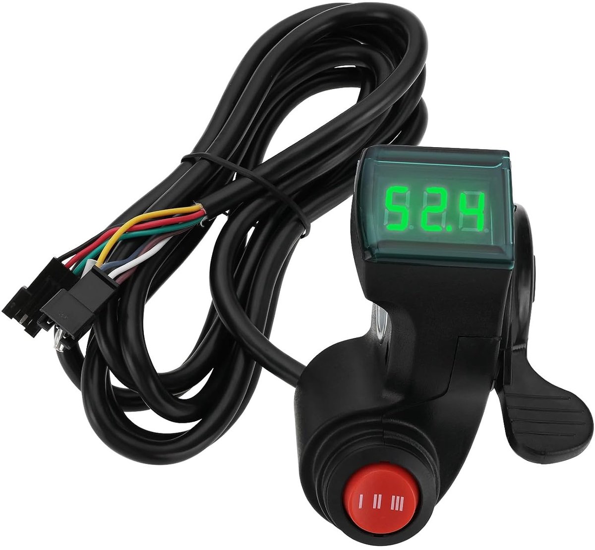SnelShoppen - Elektrische Fietshandle Gascontroller met 3 Snelheden en LCD Scherm - 1,8M voor E-Bike en Elektrische Scooter - 12V-99V Compatibel - Gro
