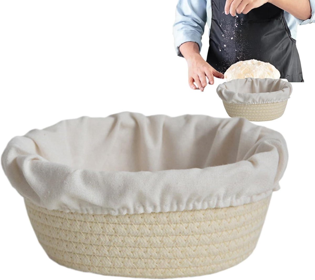 Broodmand Handgemaakt - Rijsmand Katoen - Brood Bakken - Ademend Ontwerp - 16 x 21 x 8 cm - Meerkleurig