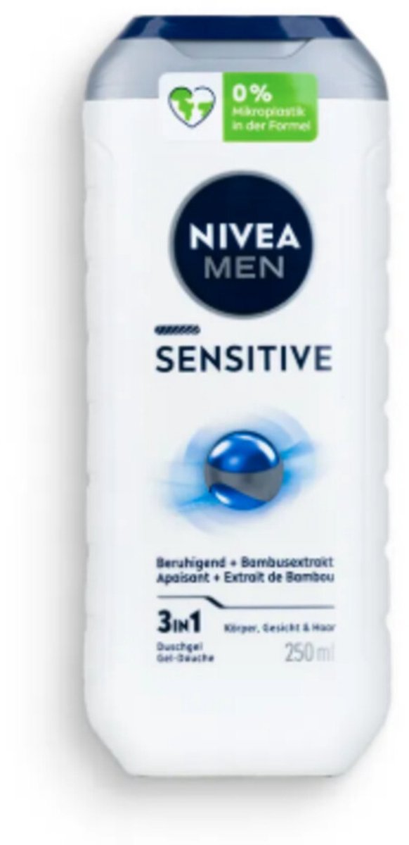 NIVEA Men Shampoo & Douchegel 3in1 Sensitive - 24 x 250 ml - Voordeelverpakking