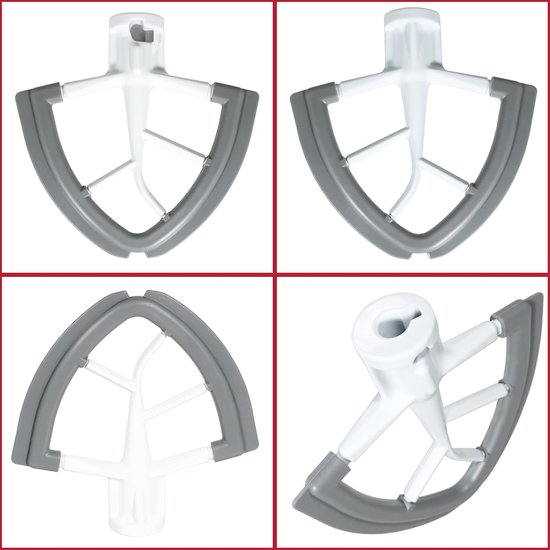 Flex Edge Klopper - Mixer Accessoire Keukenmachine - Beslag Maken - Dubbele Flexkant - 155 mm x 154 mm - Zilver — afbeelding 4