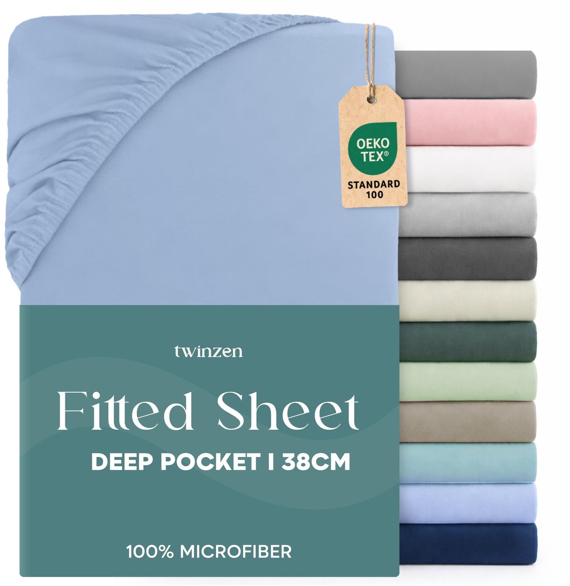 SnelShoppen - Twinzen Hoeslaken 90x190/200 cm met Diepe Hoek 35 cm voor Dikke Matrassen - 100% Geborsteld Microvezel Polyester - Blauw - Oeko-Tex Gece