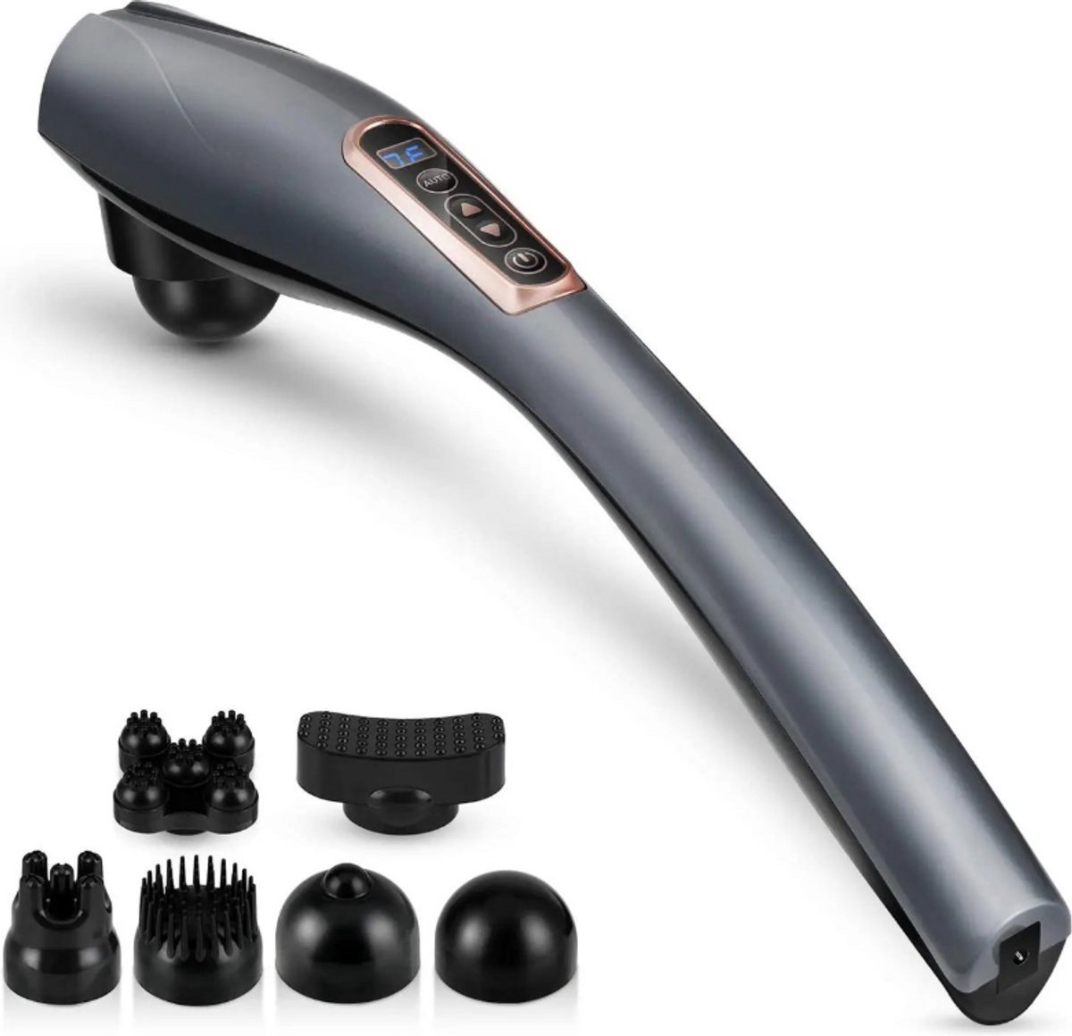 Draadloos Oplaadbaar Massageapparaat - Elektrische Handmassager met Infrarood Warmte en Percussietechnologie - Spierontspanning voor Volledig Lichaam - Zwart
