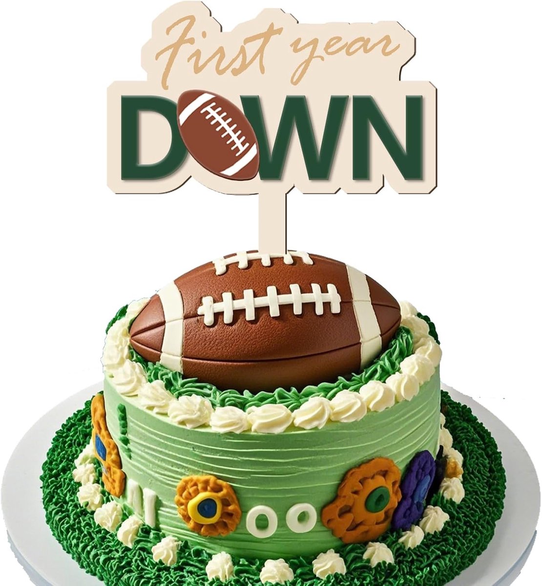 SnelShoppen - Eerste Jaar Verjaardagsfeest Versieringen, Rugby Voetbal Taarttopper, Drie-dimensionale 1e Verjaardag Decoratie, Taartdecoraties voor Th