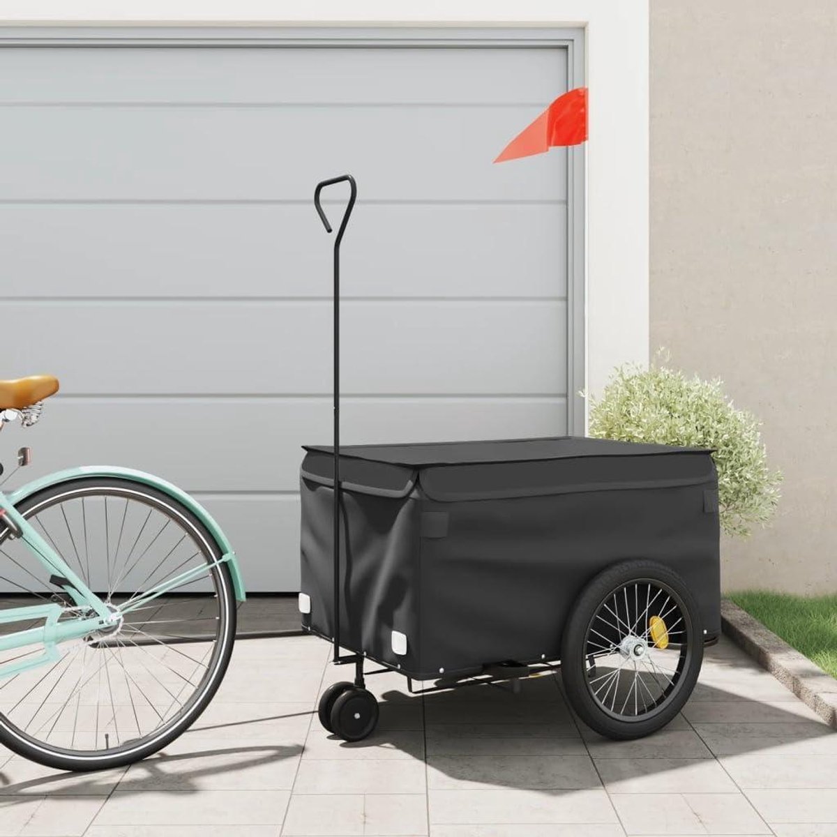 Fietsaanhanger - Fietskar Huisdier - Vervoer Zware Goederen - Robuust IJzeren Frame - 137 x 68 x 59 cm - Zwart