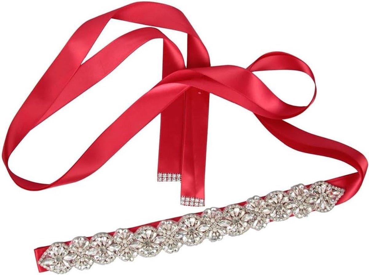 Elegante Bruidsriem met Strass en Satijn voor Trouwen, Avondjurken en Feestelijke Gelegenheden