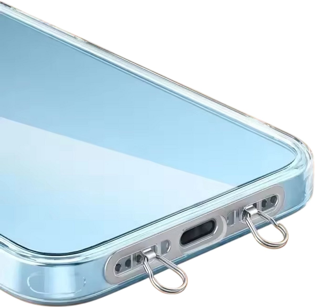 Universele Telefoonkoord Adapter van RVS – Ultradunne Bevestigingsplaat voor Smartphone Lanyard - Zilver