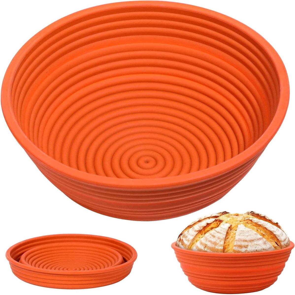 Brood Proofing Mand - Rijsmand Zuurdesem - Broodbakken Thuis - Opvouwbaar Siliconen Ontwerp - 24 Cm Diameter - Grijs